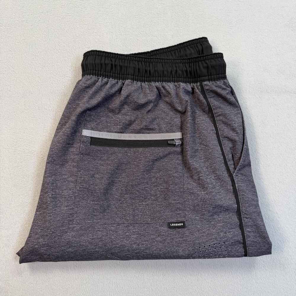 Legends Shorts Mens XL Gray Lined 8 Inseam Running Training Reflective Pocket